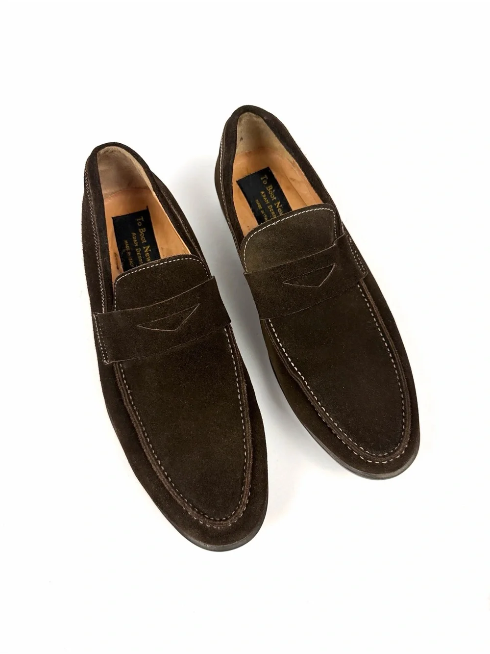 To Boot New York Men’s Dark Brown Suede Penny Loafers US 10 Made in Italy
